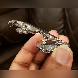 JAGUAR Chrome & Gold 3D Gear Metal Luxury Shift Knob Ring Cover